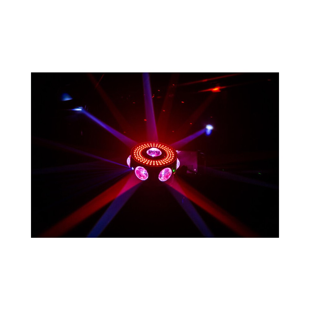 JB Systems Compact 4-in-1 light effect, 3  x 50 mW RGB lasers, 3 x 10 W orange strobes, 28 x 3 W RGBW LEDs and 108 x RGB 3-in-1