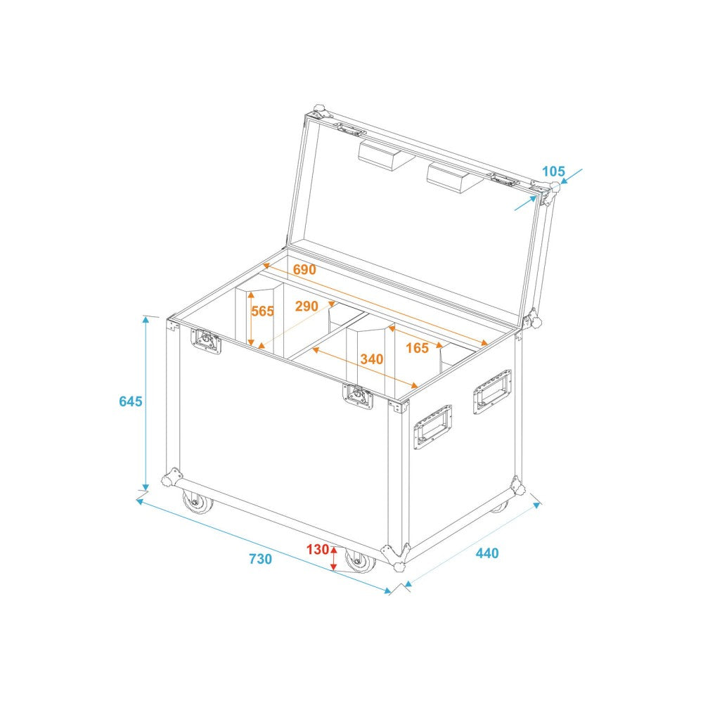 ROADINGER Flightcase para 2 Recortes Eutolite Serie PFE