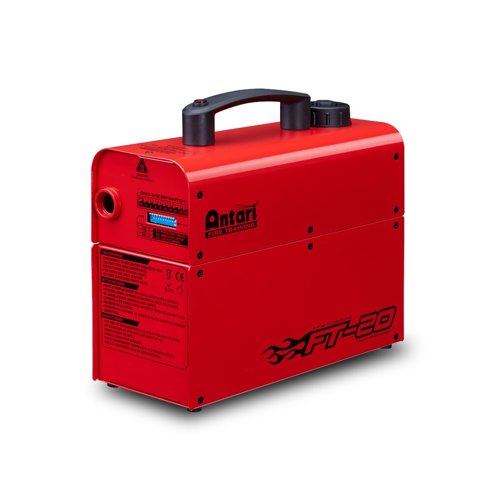 Antari 600 W battery operated fire training fogger, red painting, FLM-05P fog liquid and flight case included
