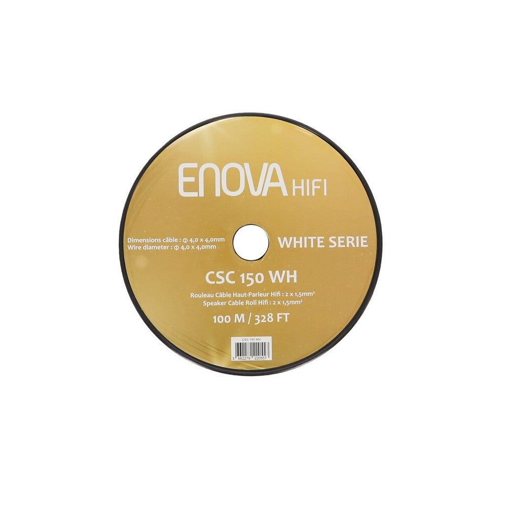 Enova Hifi Bobina de cable para altavoces Hi-Fi, 2 x 1,5 mm², 100 m, blanco