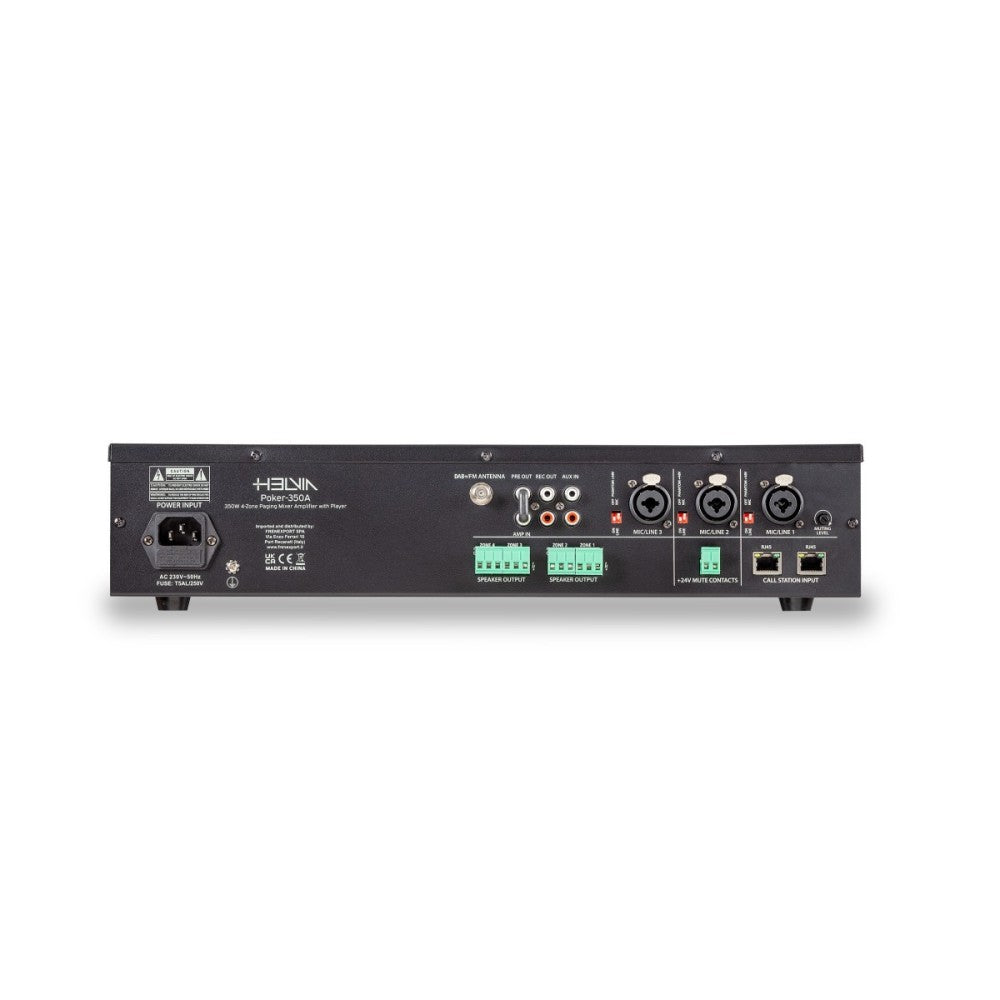 HELVIA POKER-350A Mixer-Amplificatore a 4 zone da 350W con lettore DAB+