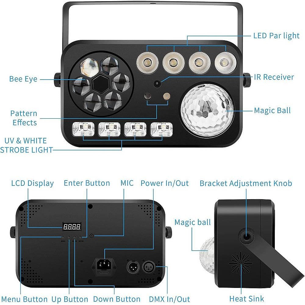Beamz Shimmer 4 Efecto Múltiple DJ DMX IR