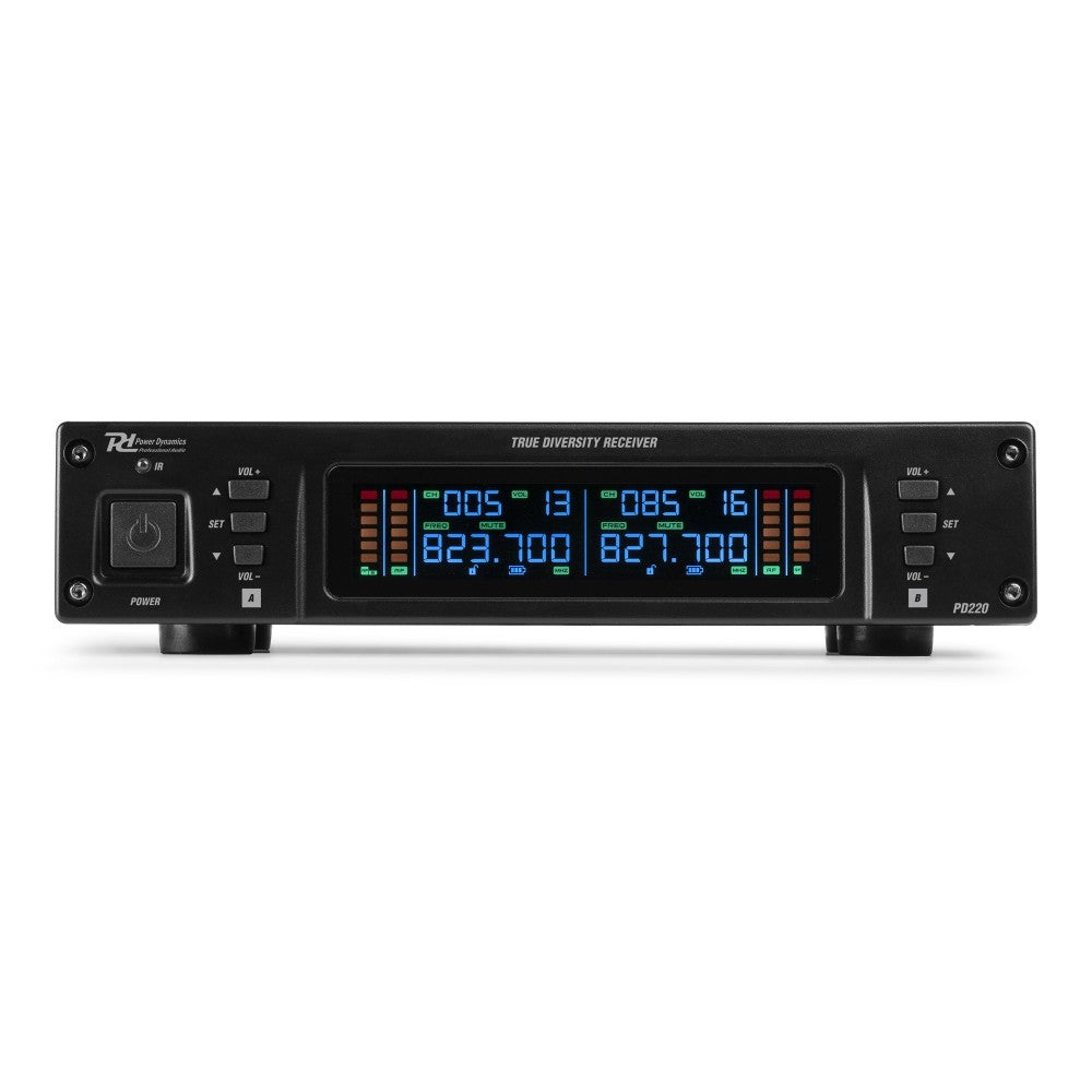 Power Dynamics PD220B Micrófono Inalámbrico True Diversity 2x80 Canales BP