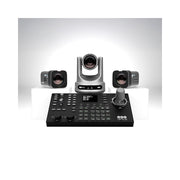 PTZOptics This bundle features 2 x PT12X-STUDIO-4K-GY-G3 cameras, 1 x PT12X-4K-GY-G3 camera, 1 x PT-SUPERJOY-G1 IP &amp; Serial