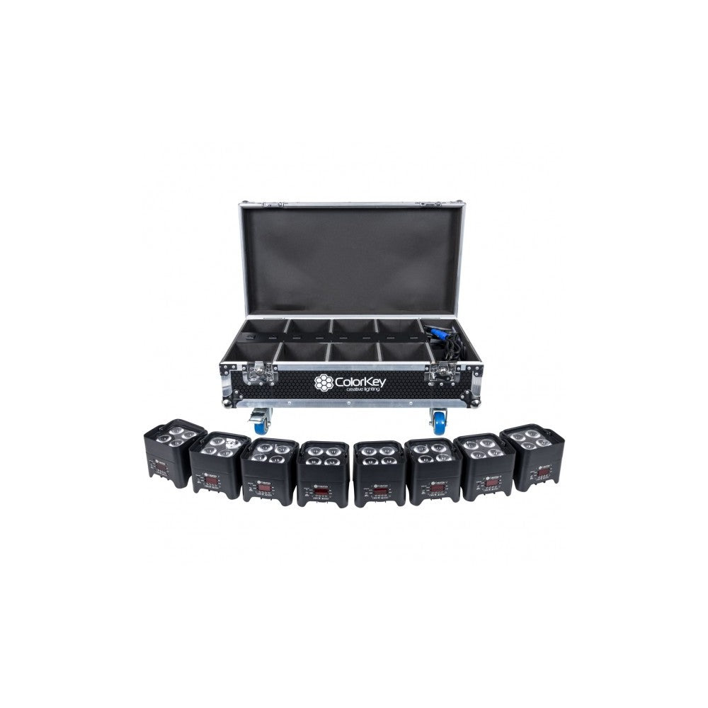 COLORKEY MOBILE PAR MINI HEX 4  BUNDLE DA 8 CON FLIGHT CASE