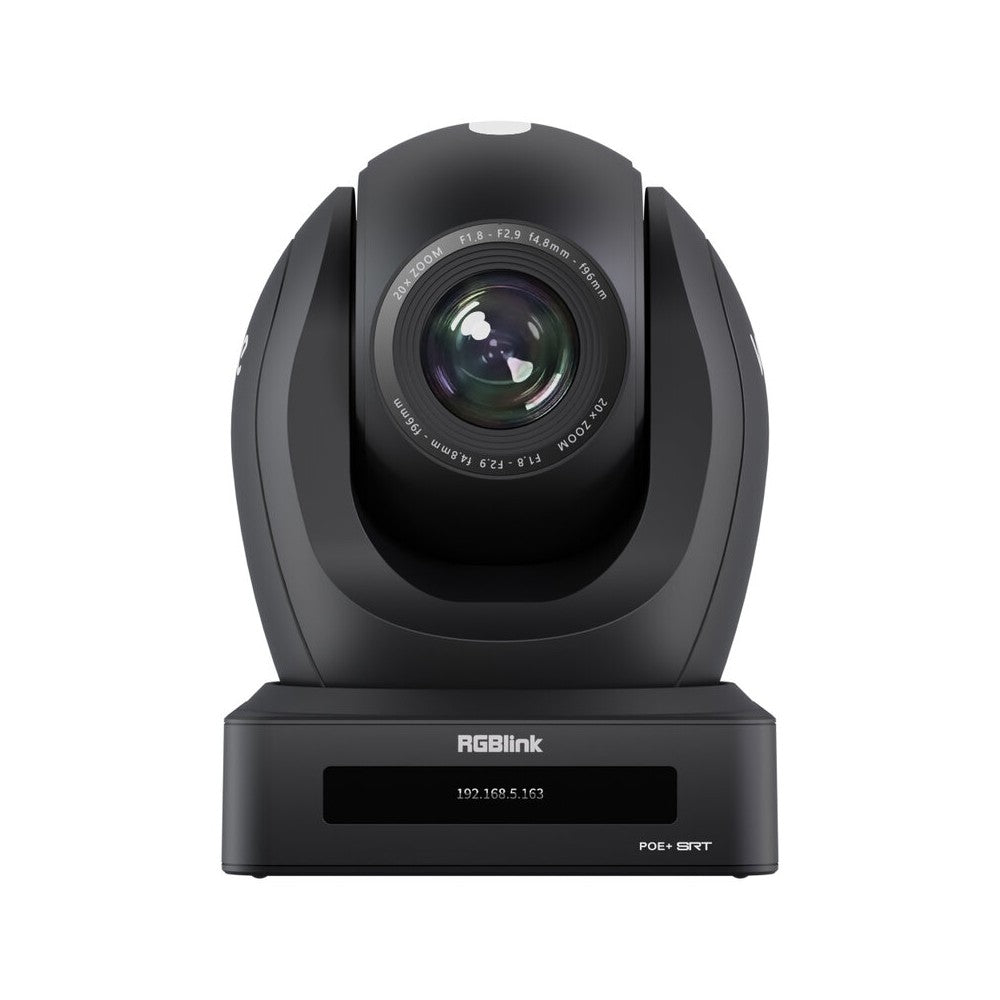 RGBlink PoE+ PTZ camera, 20x optical zoom, 16x digital zoom, 4K with HDMI1.4 / 3G-SDI / USB3.0 / LAN, NDI|HX3, OLED screen, Tall