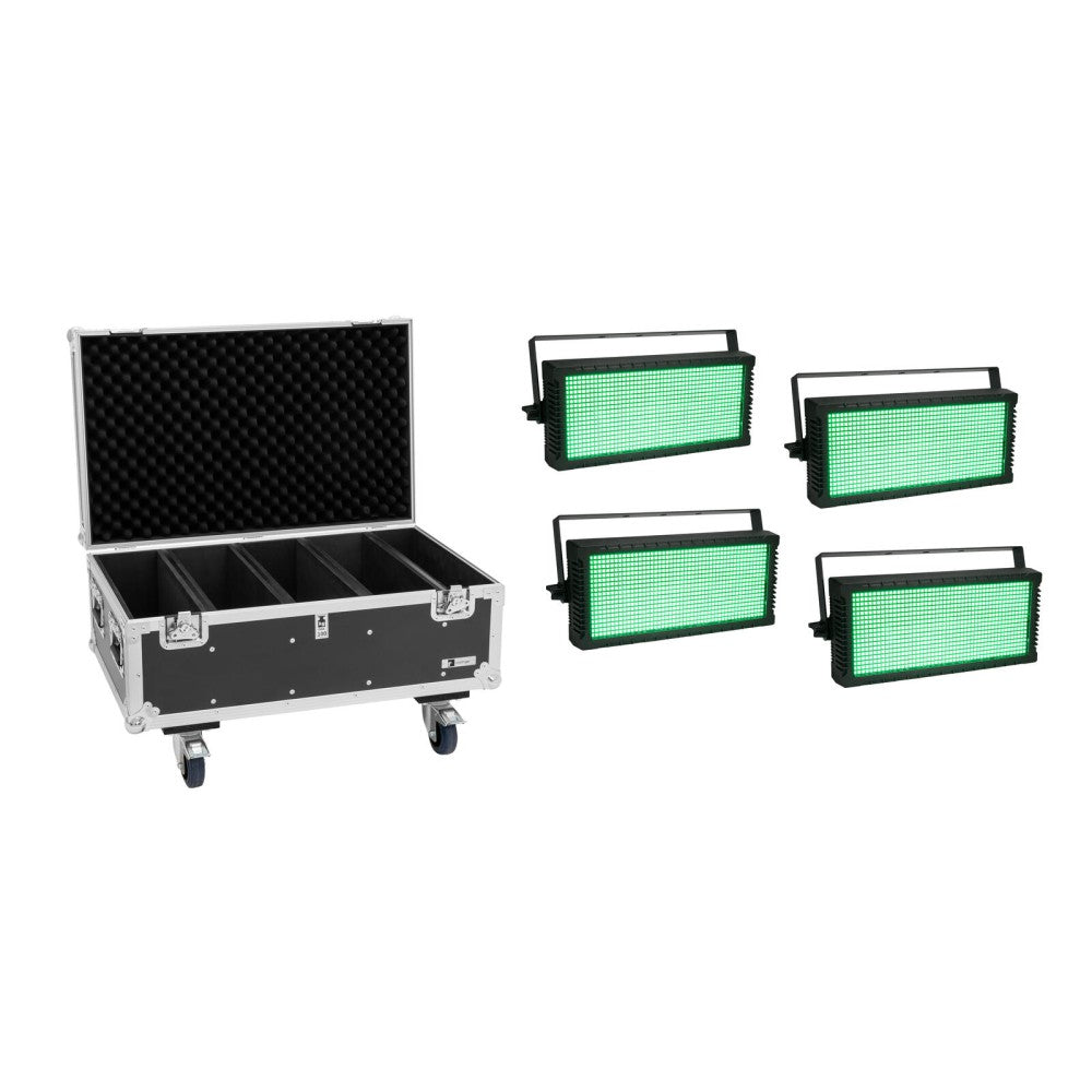 EUROLITE Set 4x LED Strobe SMD PRO 864 DMX RGB + Flightcase
