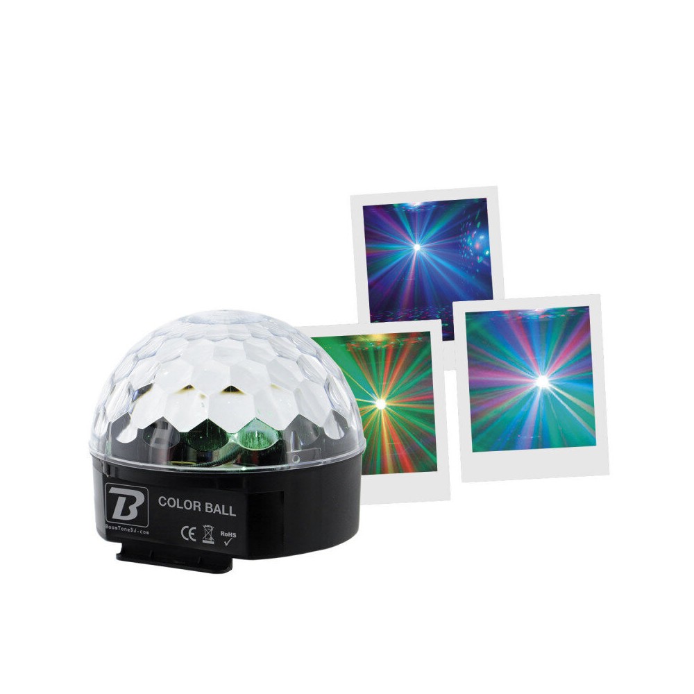 BoomTone DJ 9 W half-sphere LED light ball with 3 RGB LEDs, remote control included