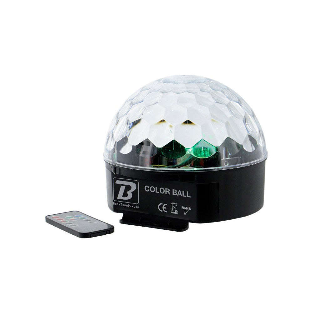 BoomTone DJ 9 W half-sphere LED light ball with 3 RGB LEDs, remote control included