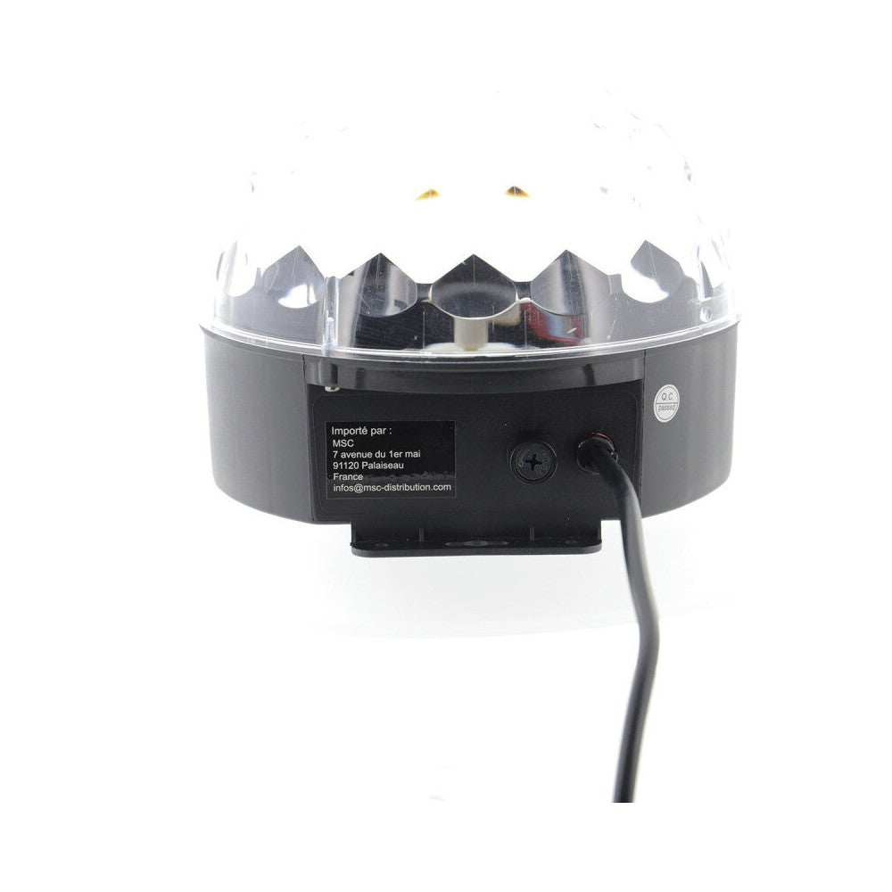 BoomTone DJ 9 W half-sphere LED light ball with 3 RGB LEDs, remote control included