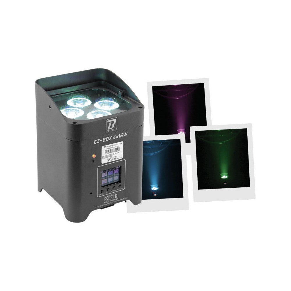 BoomTone DJ 4 x 15 W battery-powered LED projector with Wi-Fi connection