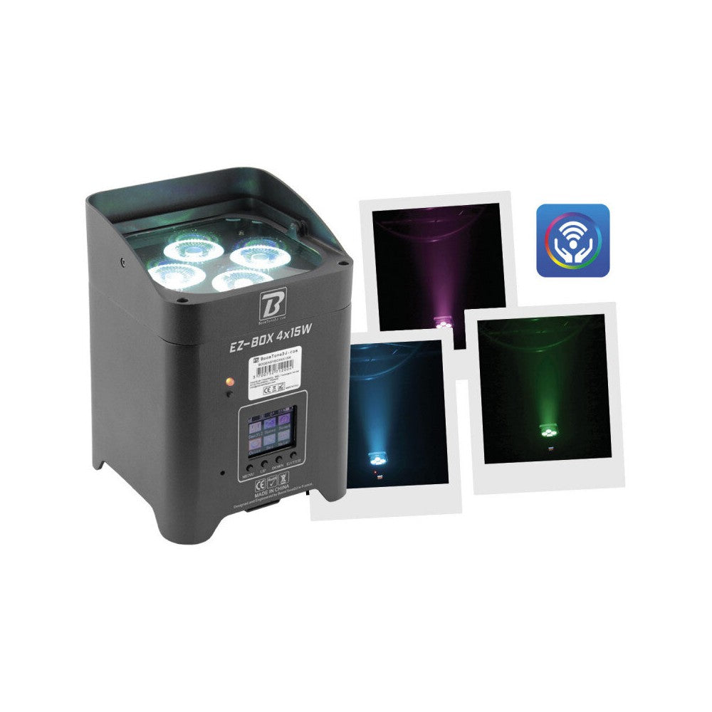 BoomTone DJ 4 x 15 W battery-powered LED projector with Wi-Fi connection