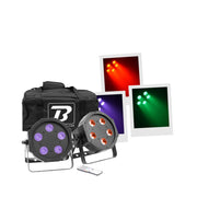 BoomTone DJ Set of 2 flat spotlights 5 x 5 W 4-in-1 LED with carrying bag