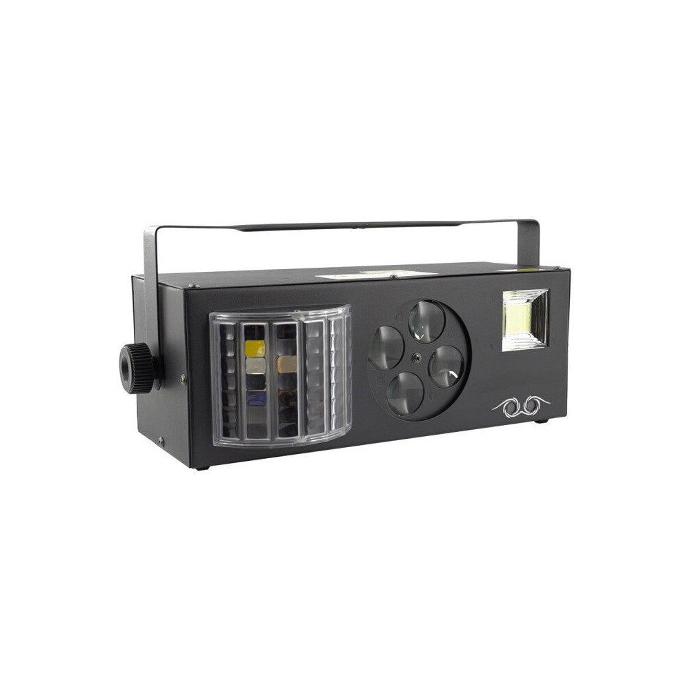 BoomTone DJ 4-in-1 light show with a multitude of effects: laser, strobe, animated gobos, Derby