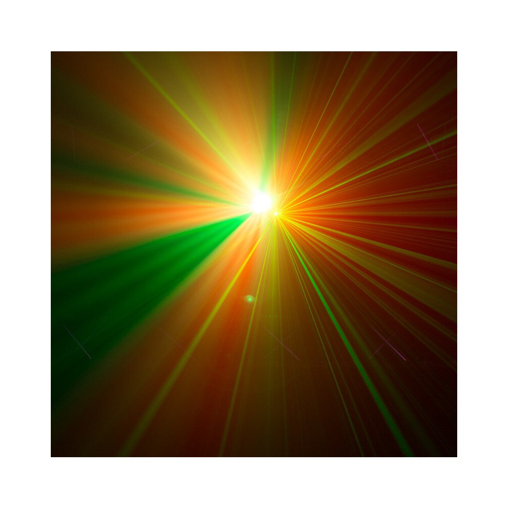 BoomTone DJ 4-in-1 light show with a multitude of effects: laser, strobe, animated gobos, Derby