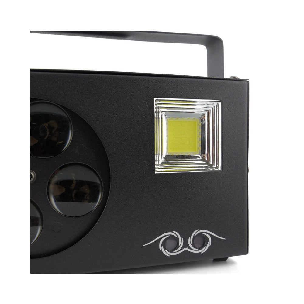 BoomTone DJ 4-in-1 light show with a multitude of effects: laser, strobe, animated gobos, Derby