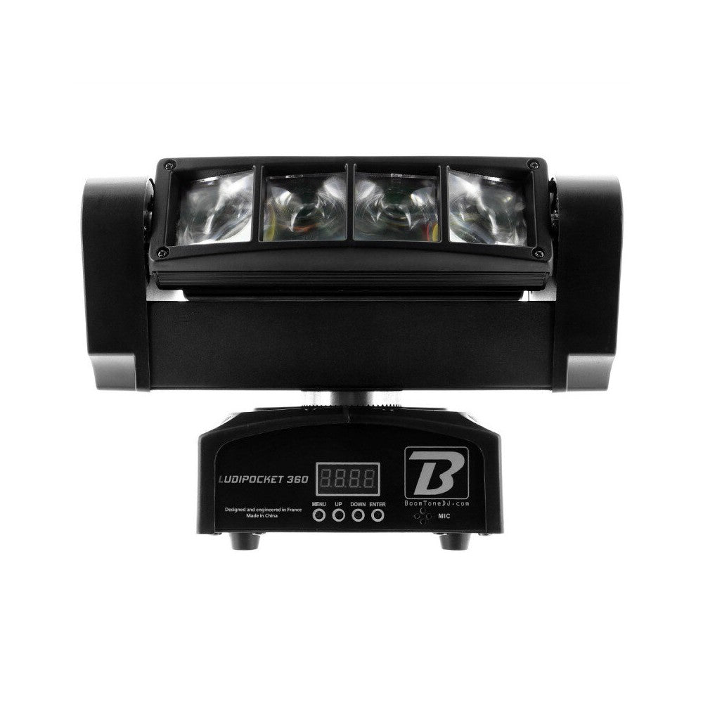 BoomTone DJ 8 CREE 10 W RGBW 4-in-1 LEDs beam effect light show with 2 x 4 lenses, 360° rotation