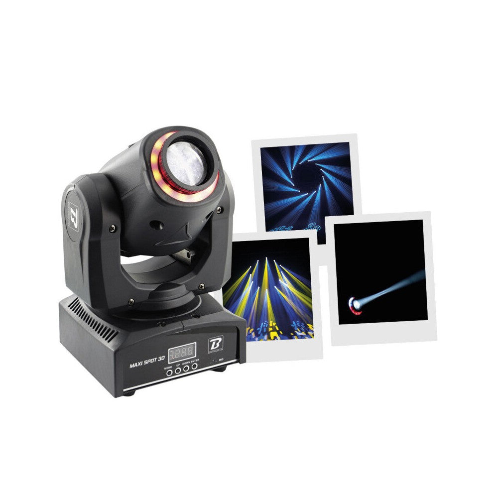 BoomTone DJ 30 W high brightness lyre spot with RGB LED ring, Strobe effect, 7 color & 7 Gobos wheels