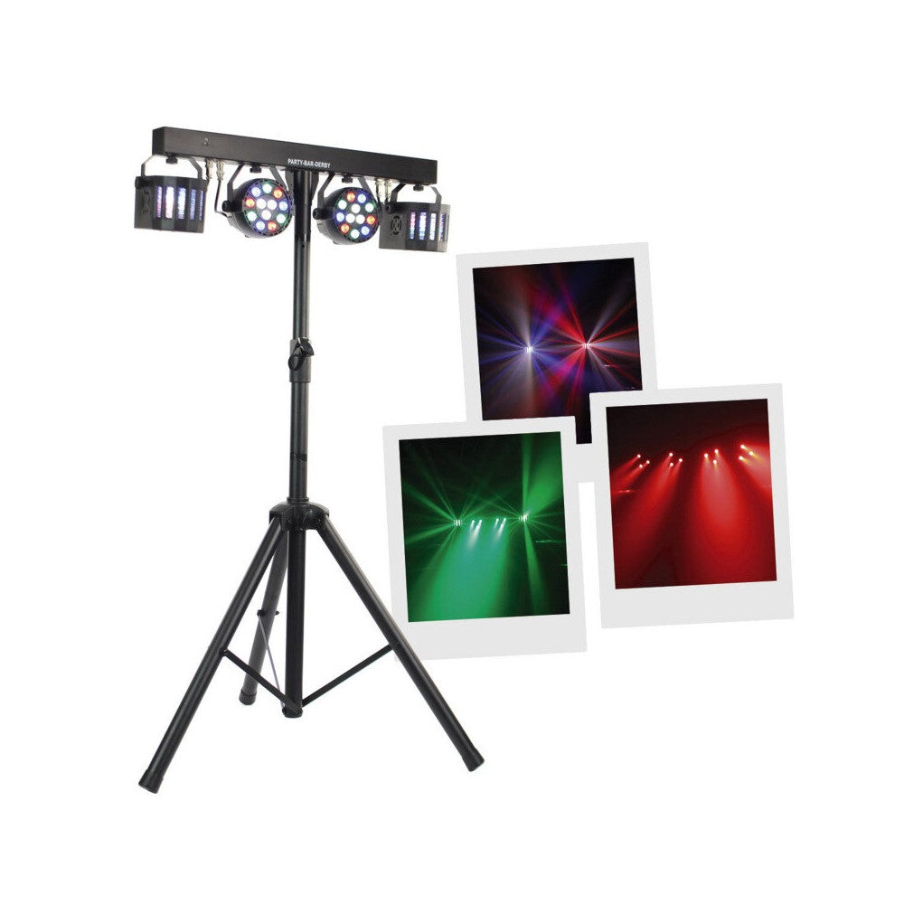 BoomTone DJ Lighting stand with 2 projectors of 9 multicolored RGBW 1 W LEDs and 2 Nano Derby of 12 W each