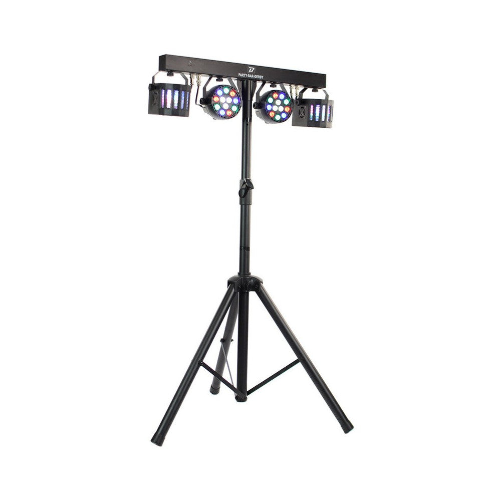 BoomTone DJ Lighting stand with 2 projectors of 9 multicolored RGBW 1 W LEDs and 2 Nano Derby of 12 W each