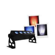 BoomTone DJ 5 x RGBW 4-in-1 8 W ultra-compact black LED bar. Remote control included.