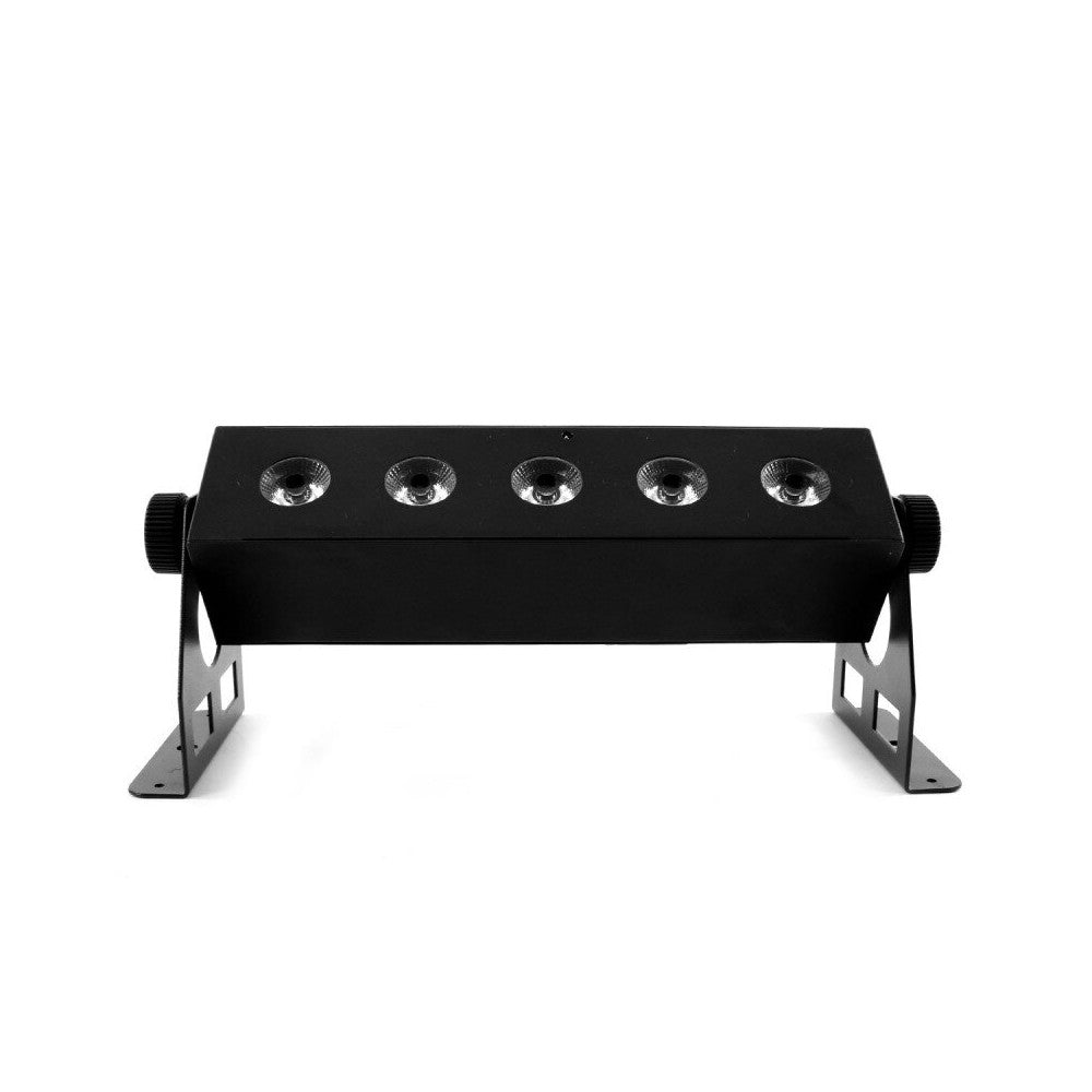 BoomTone DJ 5 x RGBW 4-in-1 8 W ultra-compact black LED bar. Remote control included.