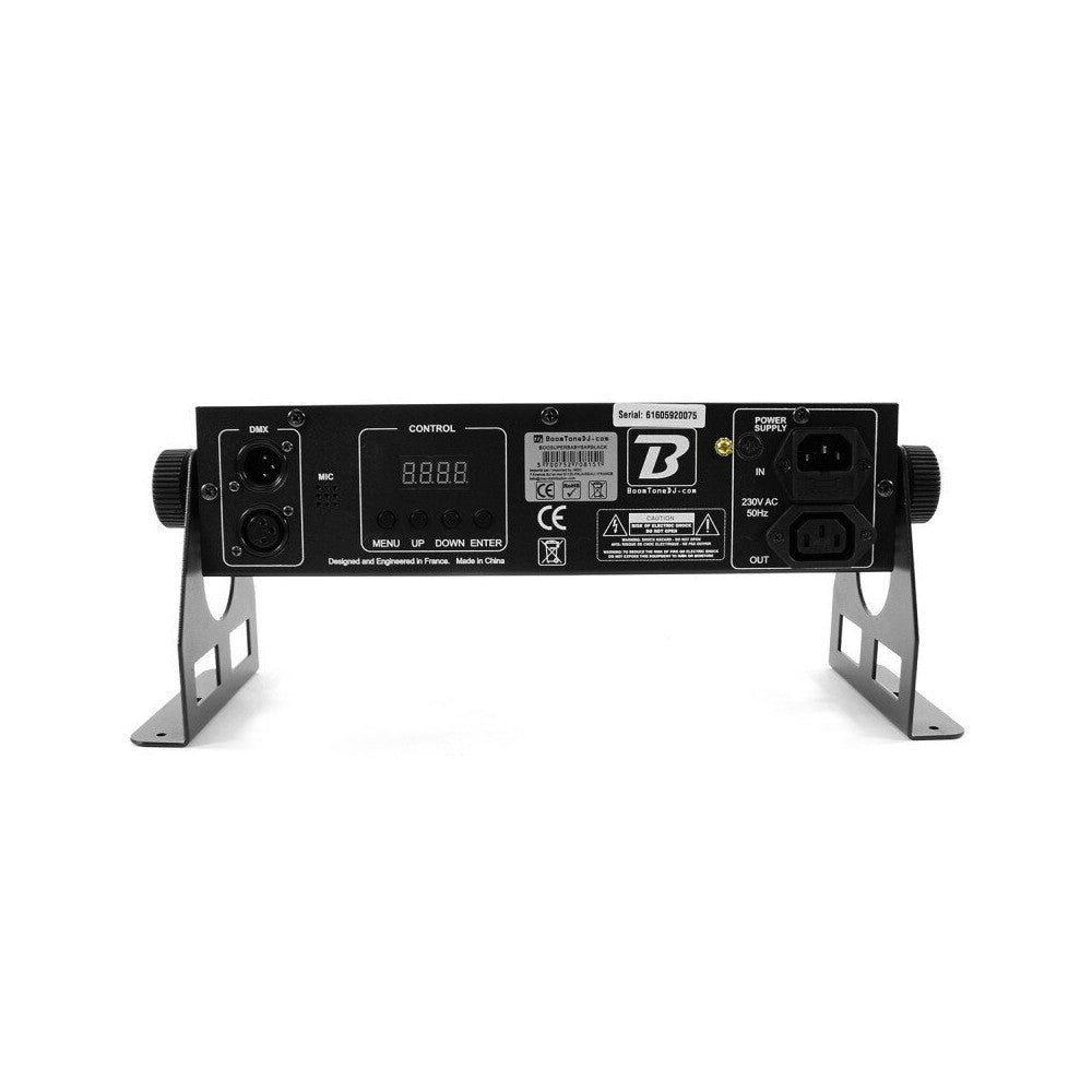 BoomTone DJ 5 x RGBW 4-in-1 8 W ultra-compact black LED bar. Remote control included.