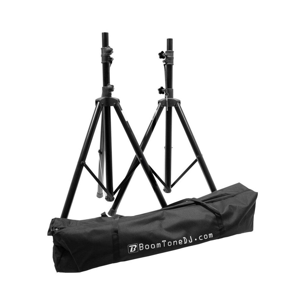 BoomTone DJ 2 black metal speaker stands with cover, height 100 - 160 cm, max. load 30 kg each