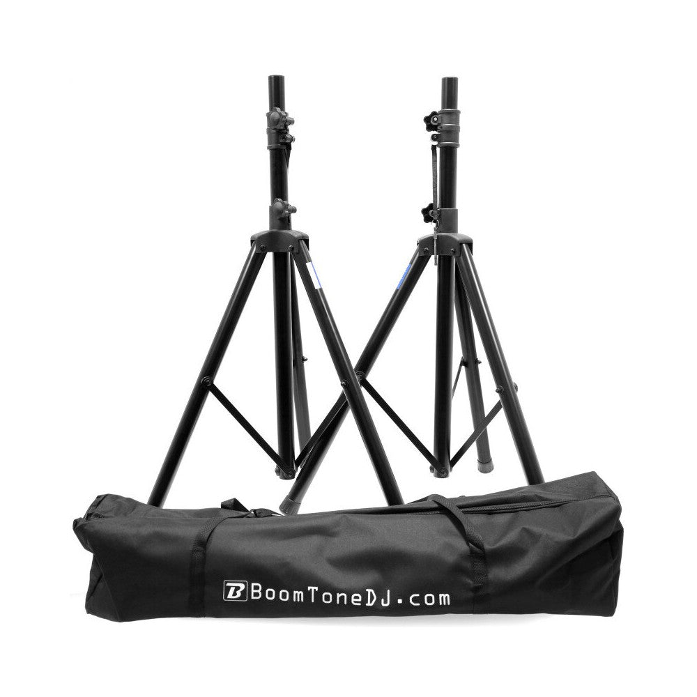 BoomTone DJ 2 soportes metálicos negros para altavoces con funda, altura 100 - 160 cm, carga máx. 30 kg cada uno