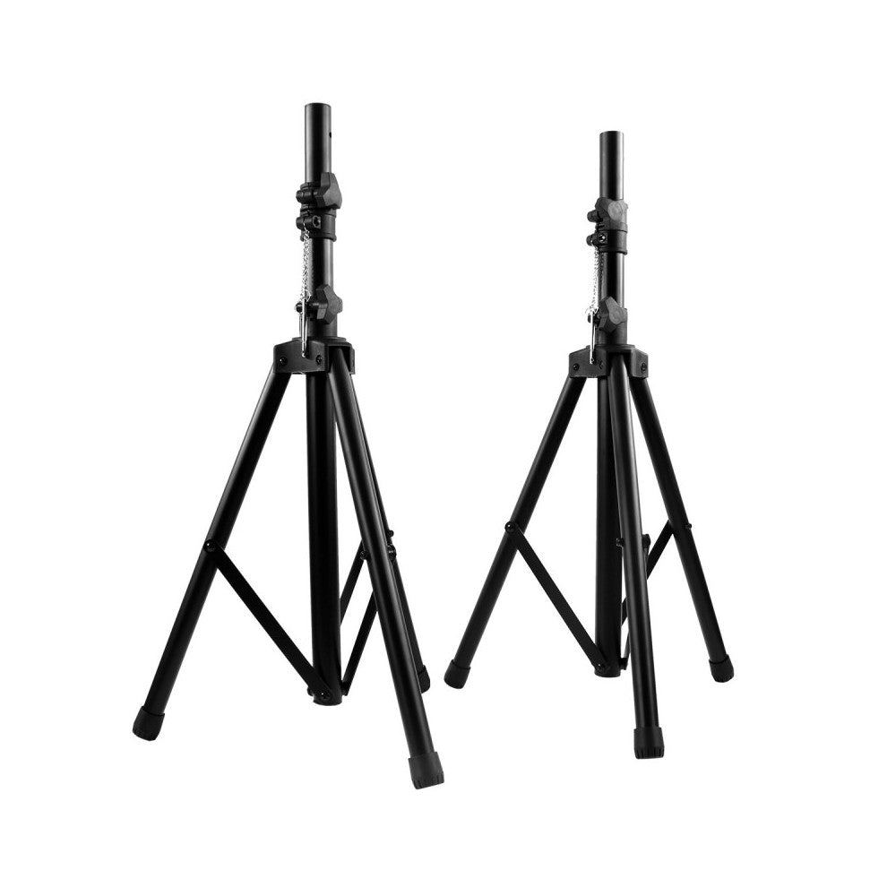 Soportes para altavoz BoomTone DJ 2 de metal negro, altura 72 - 130 cm, carga máx. 30 kg cada uno