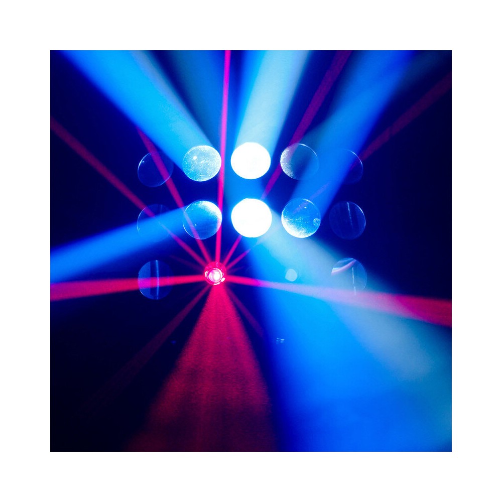 BoomTone DJ Efecto LED 4 en 1: haces de colores, láser rojo y verde, animación de fiesta y estroboscopio