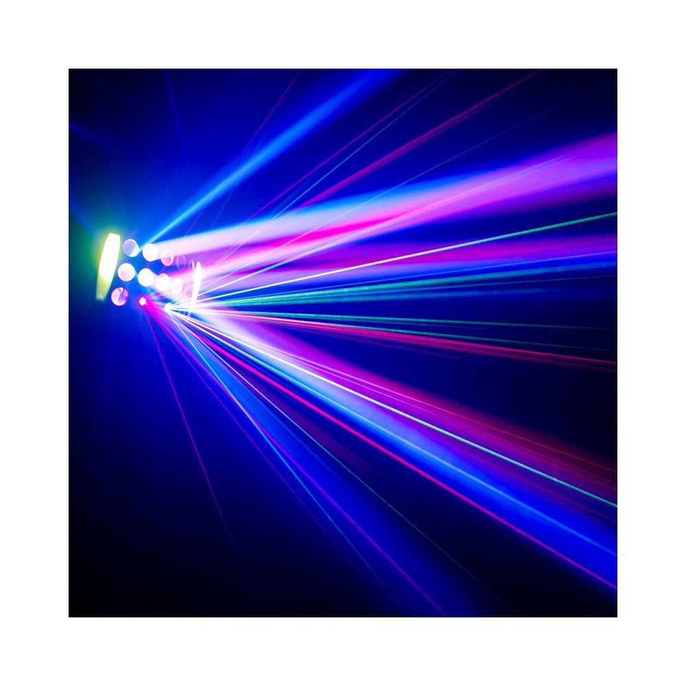 BoomTone DJ Efecto LED 4 en 1: haces de colores, láser rojo y verde, animación de fiesta y estroboscopio