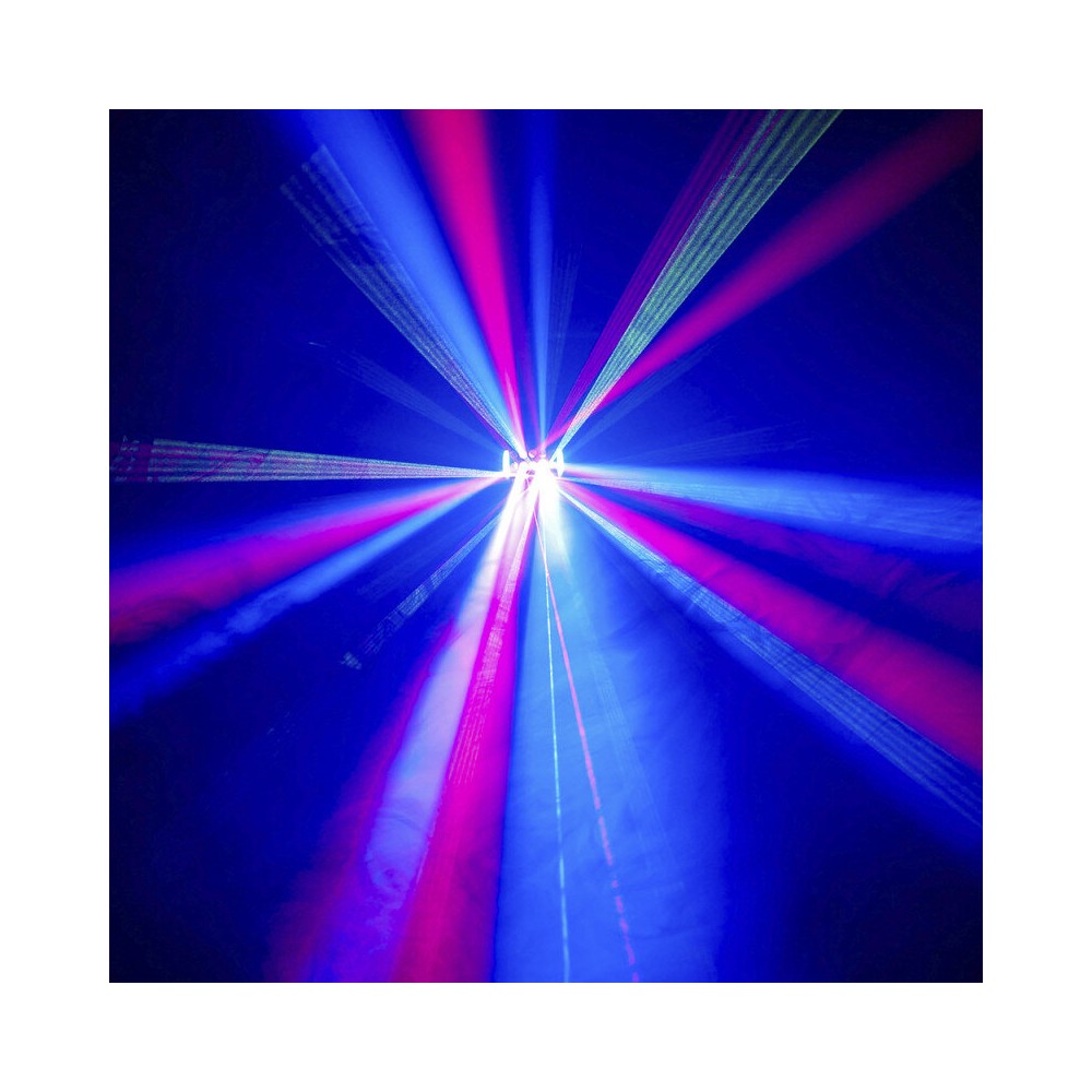 BoomTone DJ Efecto LED 4 en 1: haces de colores, láser rojo y verde, animación de fiesta y estroboscopio