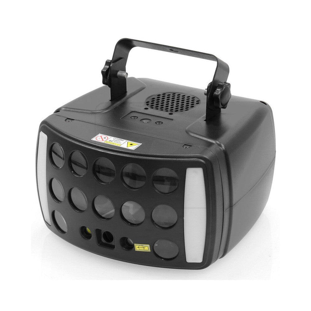 BoomTone DJ Efecto LED 4 en 1: haces de colores, láser rojo y verde, animación de fiesta y estroboscopio