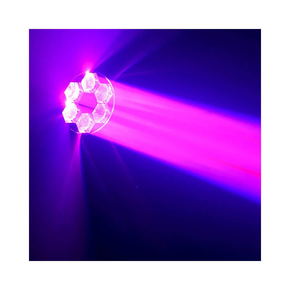 Efecto LED BoomTone DJ 2 en 1, efecto giratorio Honeycomb y efecto láser multipunto verde.