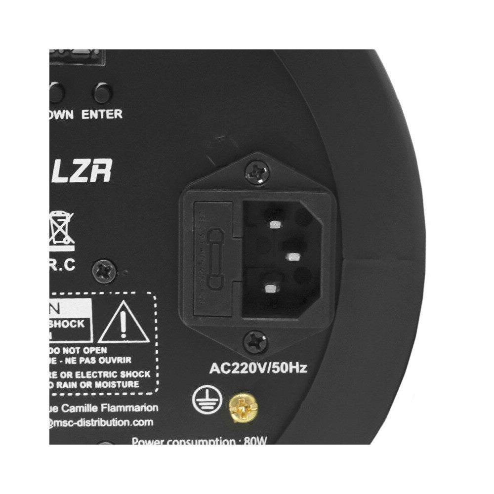 Efecto LED BoomTone DJ 2 en 1, efecto giratorio Honeycomb y efecto láser multipunto verde.
