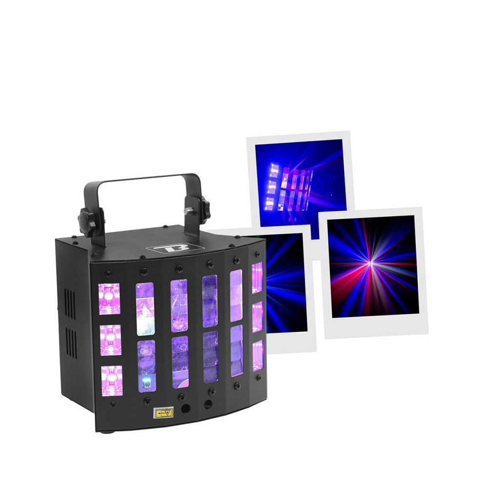 BoomTone DJ 4-in-1 LED effect: UV, Multicolor Derby, Strobe and multipoint laser
