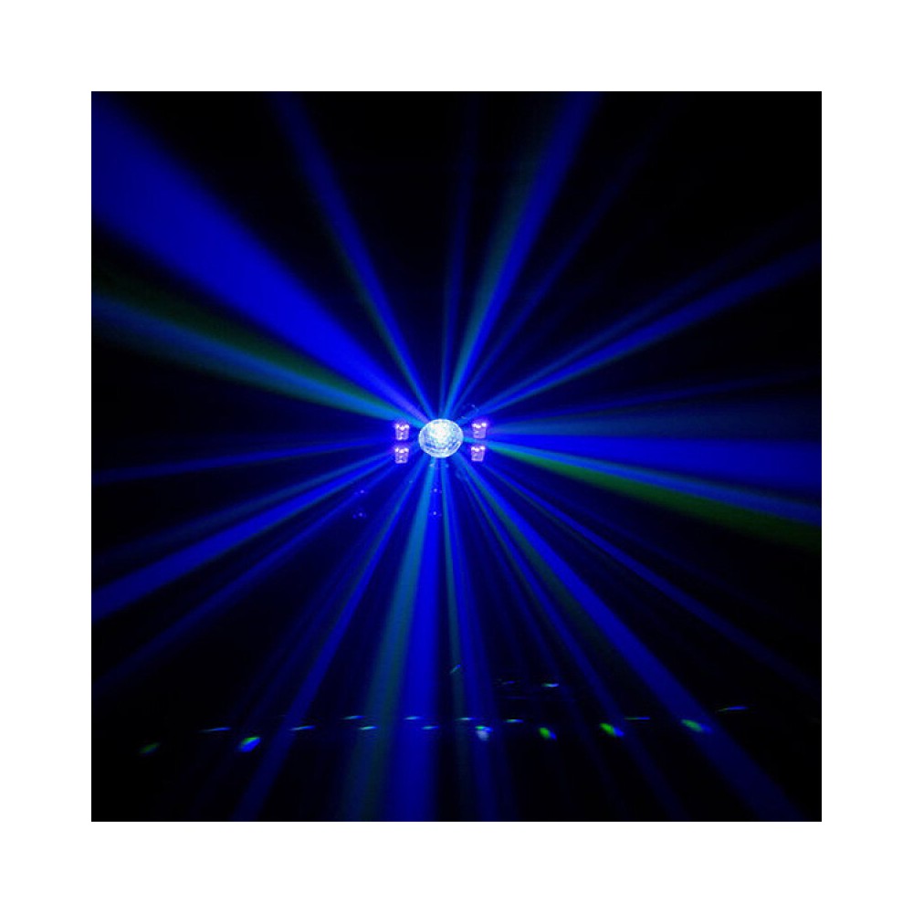 BoomTone DJ 5-in-1 light show: strobe, crystal ball, UV, laser and LED wash, 18 DMX channels,  remote control