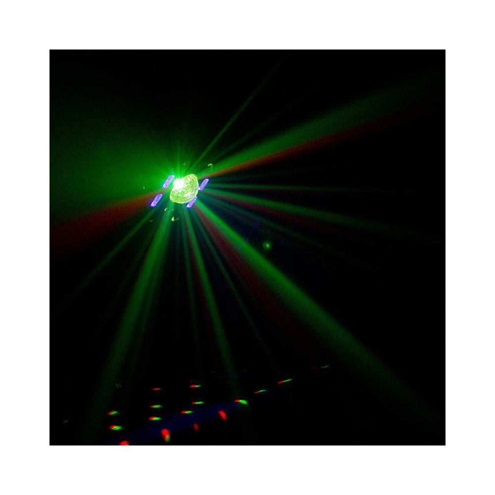 BoomTone DJ 5-in-1 light show: strobe, crystal ball, UV, laser and LED wash, 18 DMX channels,  remote control