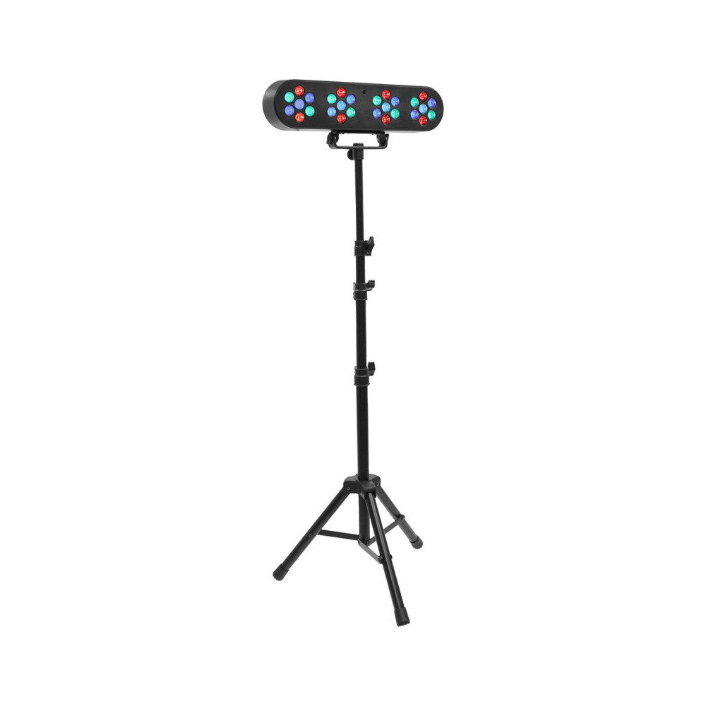 BoomTone DJ Wash type LED light show equipped with 28 RGB LEDs, delivered with height-adjustable tripod