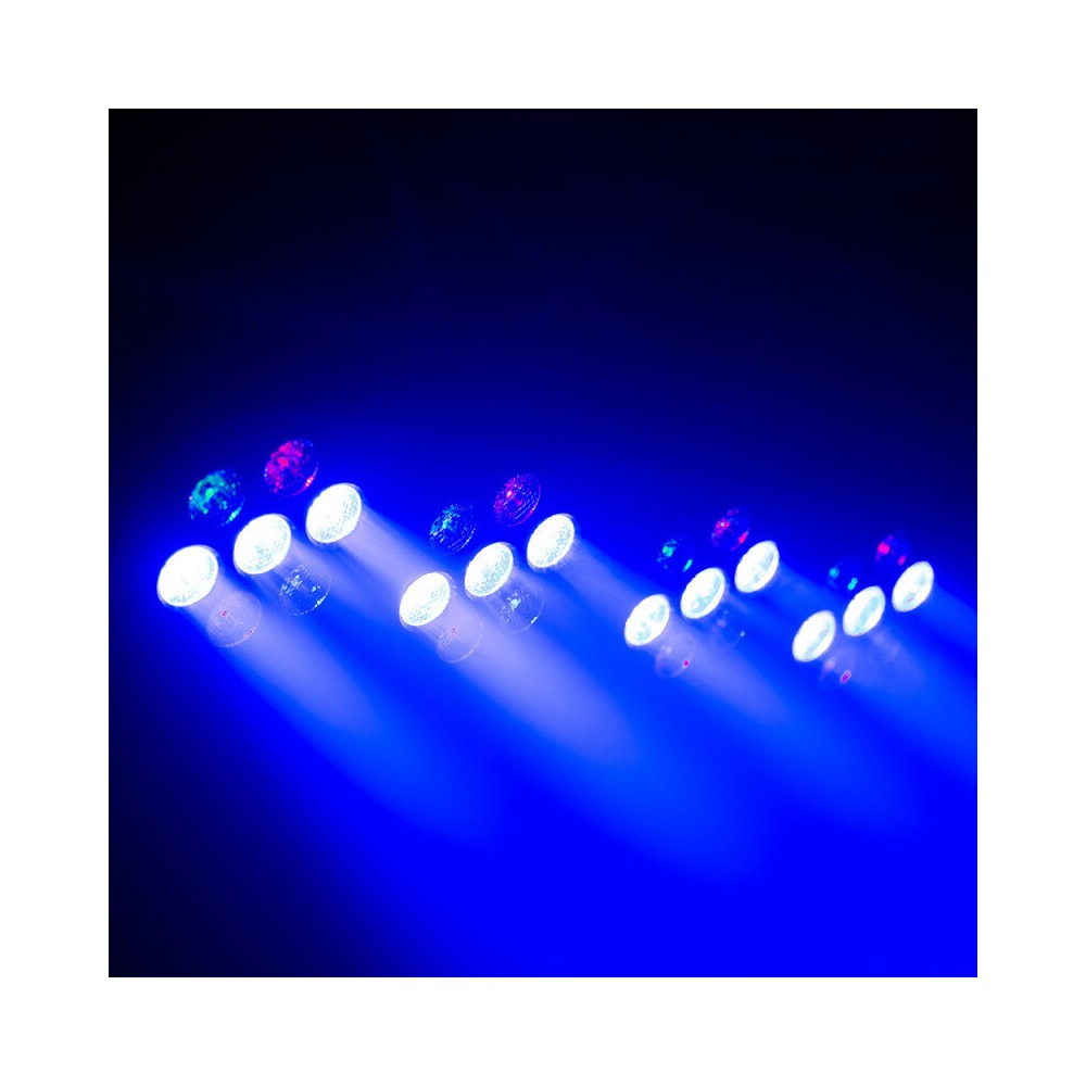BoomTone DJ Wash type LED light show equipped with 28 RGB LEDs, delivered with height-adjustable tripod
