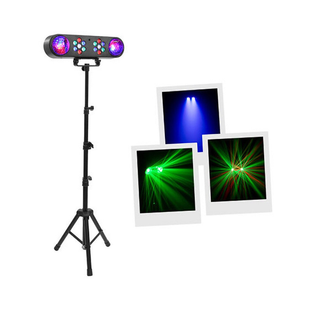 BoomTone DJ 2-in-1 multibeam effect and multicolored wash LED light set with adjustable tripod and  remote control
