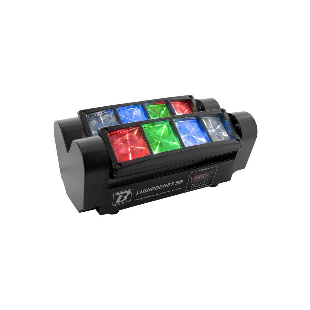 BoomTone DJ Beam effect light show, 2 x 4 lenses, 8 x 3W RGBW 4-in-1 CREE LED