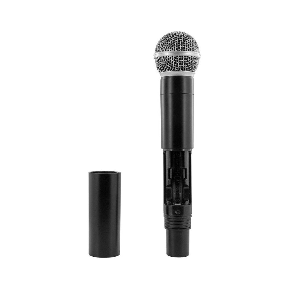 Sistema de micrófono inalámbrico BoomTone DJ UHF, que incluye un receptor doble y dos transmisores de mano