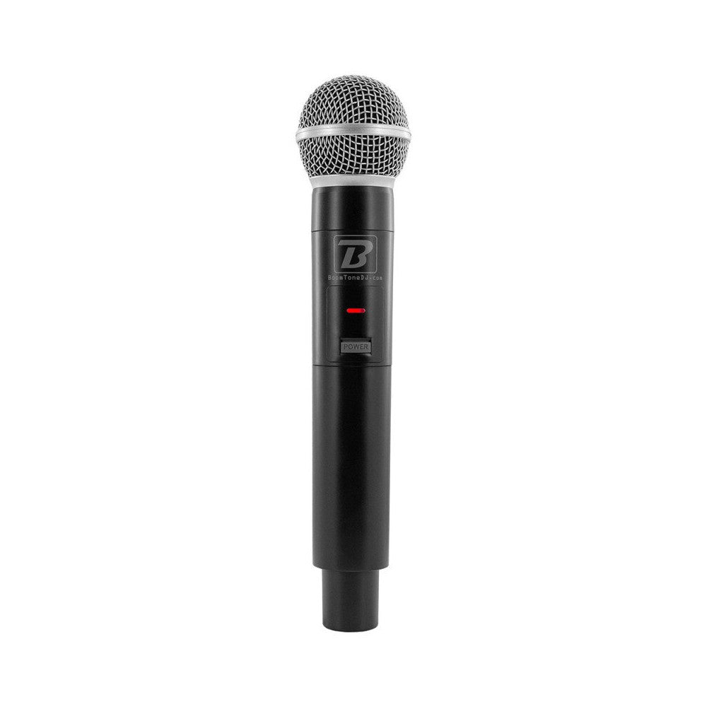 BoomTone DJ UHF wireless microphone system, including a receiver and a handheld transmitter, 663.5 MHz