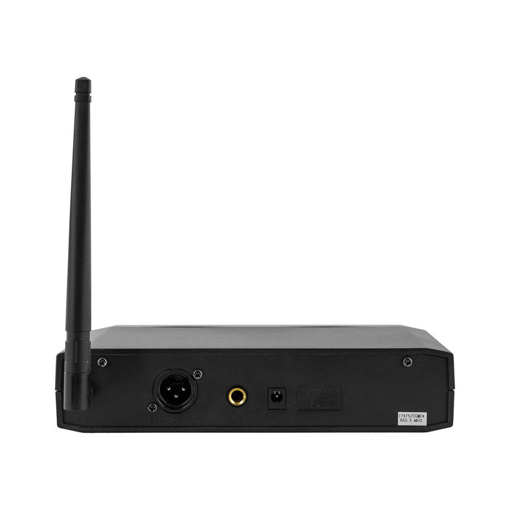 BoomTone DJ UHF wireless microphone system, including a receiver and a handheld transmitter, 682.2 MHz
