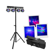 BoomTone DJ Stand lights with 4 projectors of 9 multicolored RGBW LEDs, 25° light beam angle, DMX, auto, remote control included