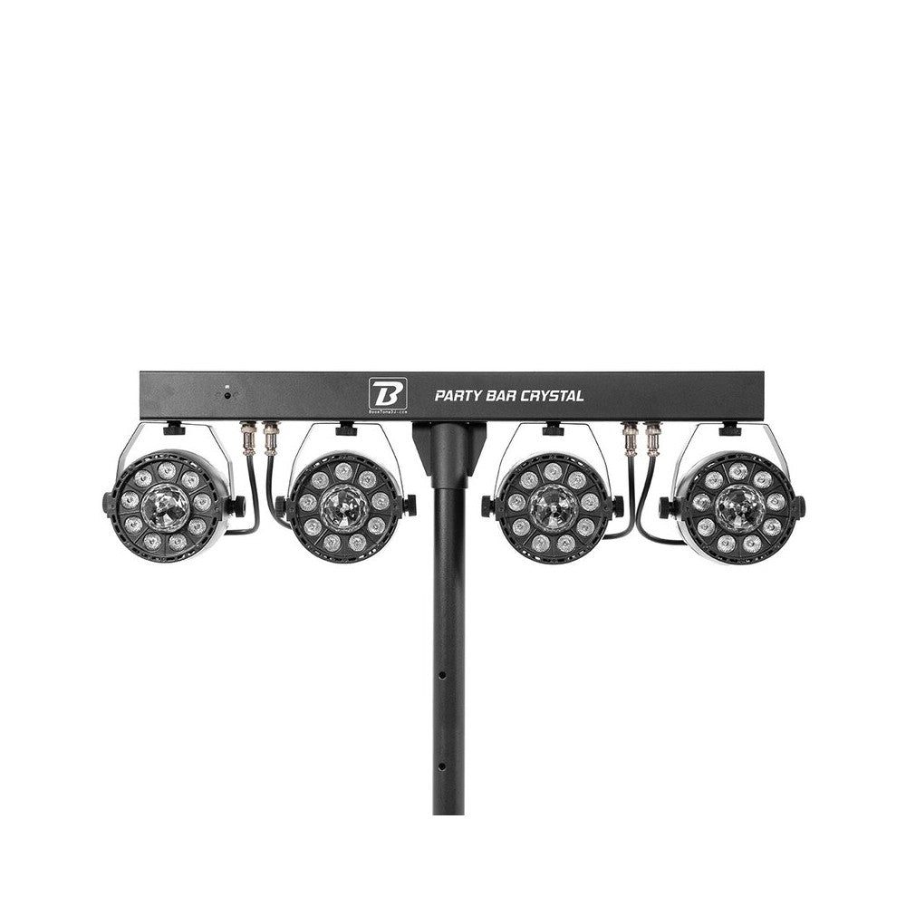 BoomTone DJ Stand lights with 4 projectors of 9 multicolored RGBW LEDs, 25° light beam angle, DMX, auto, remote control included