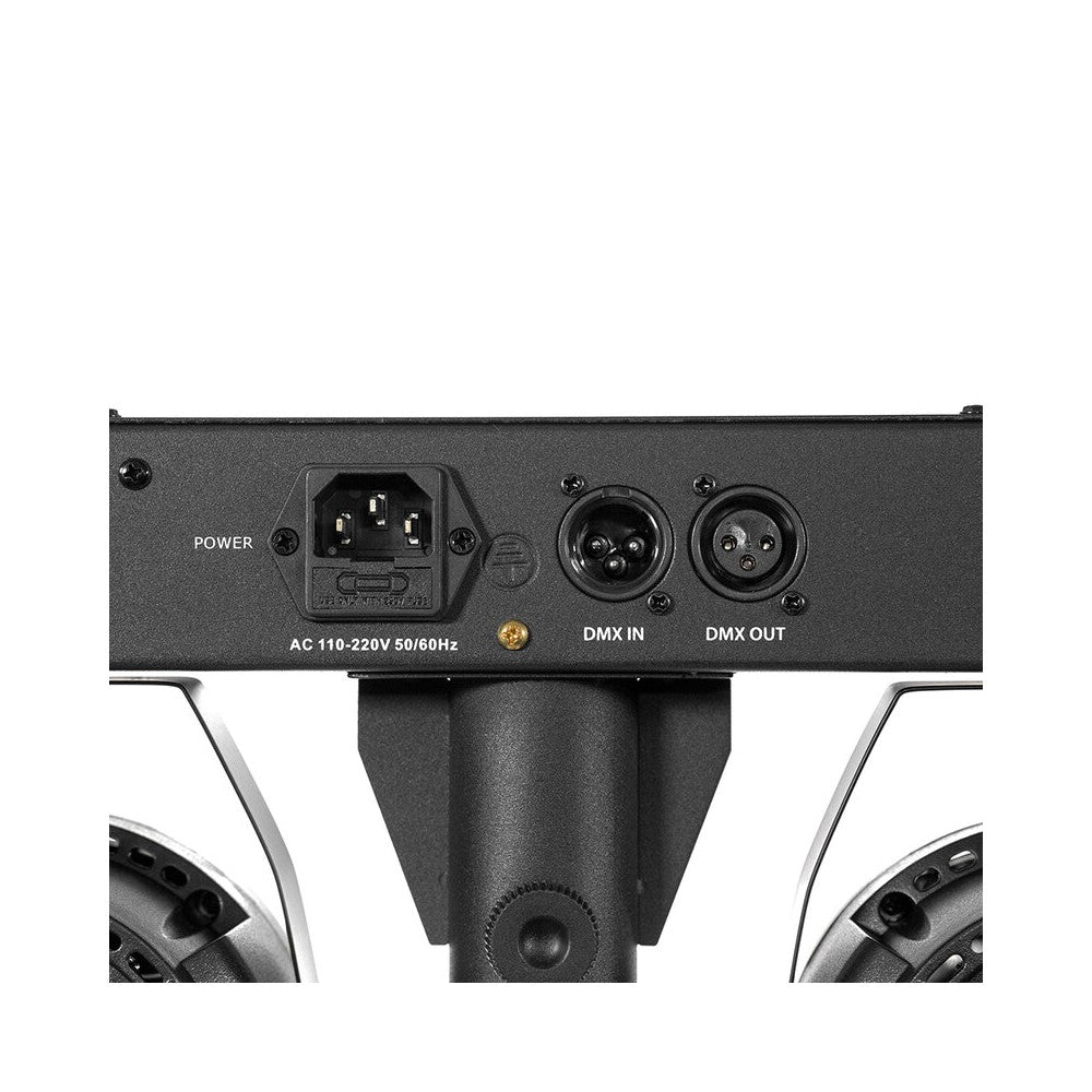 BoomTone DJ Stand lights with 4 projectors of 9 multicolored RGBW LEDs, 25° light beam angle, DMX, auto, remote control included