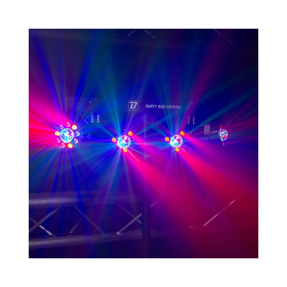 BoomTone DJ Stand lights with 4 projectors of 9 multicolored RGBW LEDs, 25° light beam angle, DMX, auto, remote control included